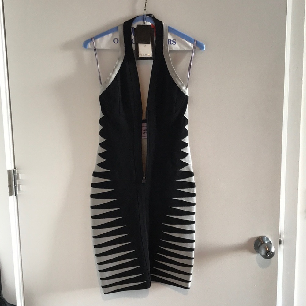 Herve Leger Bondage Dress Size Small Blk/Comb